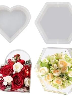 Amazon White and Red Floral Resin Sculpture Molds Set